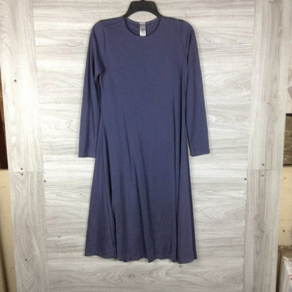Go Couture Charcoal Long Sleeve Crew Midi Dress size s